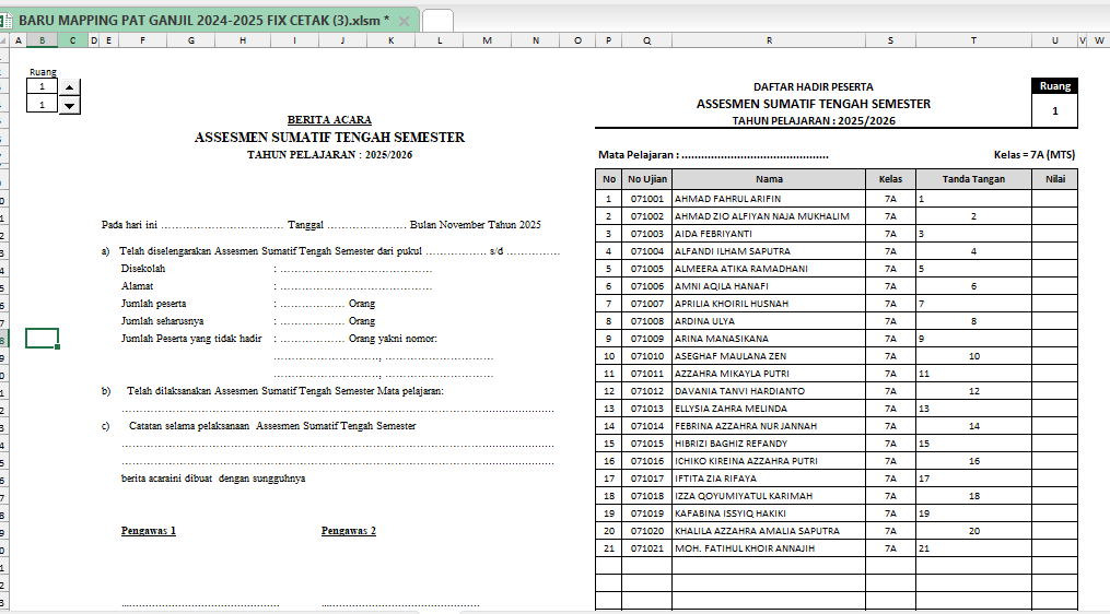 Generator Mapping Ujian